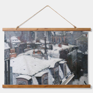 Gustave Caillebotte - Dächer im Schnee Wandteppich Mit Holzrahmen