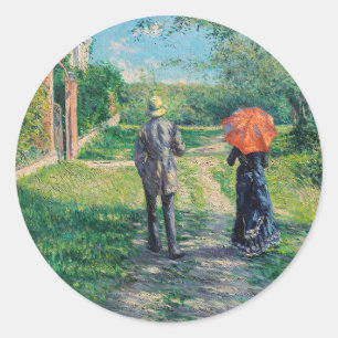 Gustave Caillebotte - Der ansteigende Weg Runder Aufkleber