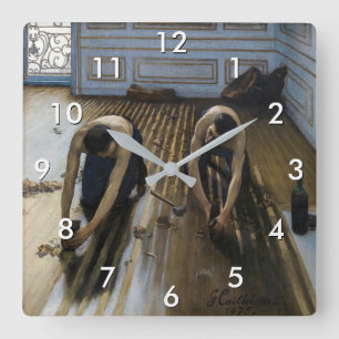Gustave Caillebotte - Die Parkettabschleifer Quadratische Wanduhr