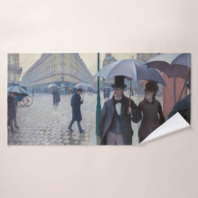 Gustave Caillebotte - Paris Street ; Rainy Day (Serviette de bain)