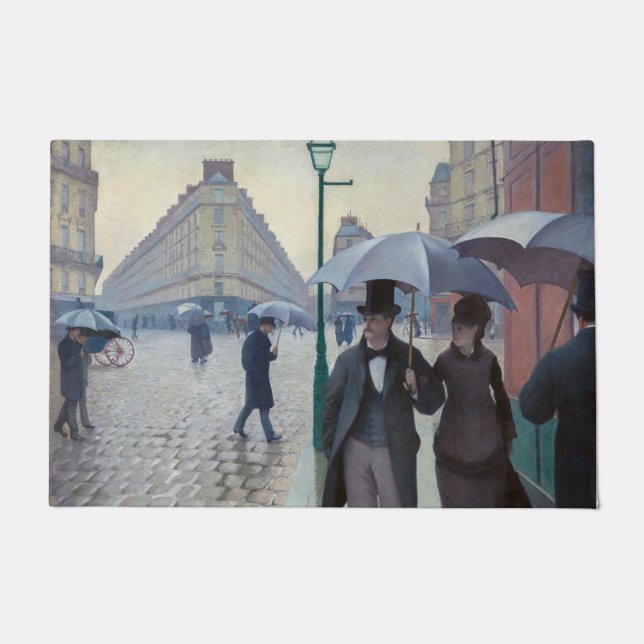 Gustave Caillebotte - Paris Street; Rainy Day Fußmatte (Vorderseite)