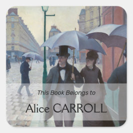 Gustave Caillebotte - Paris Street; Rainy Day Quadratischer Aufkleber