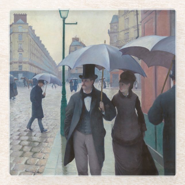 Gustave Caillebotte - Paris Street; Rainy Day Ston Glasuntersetzer (Vorderseite)