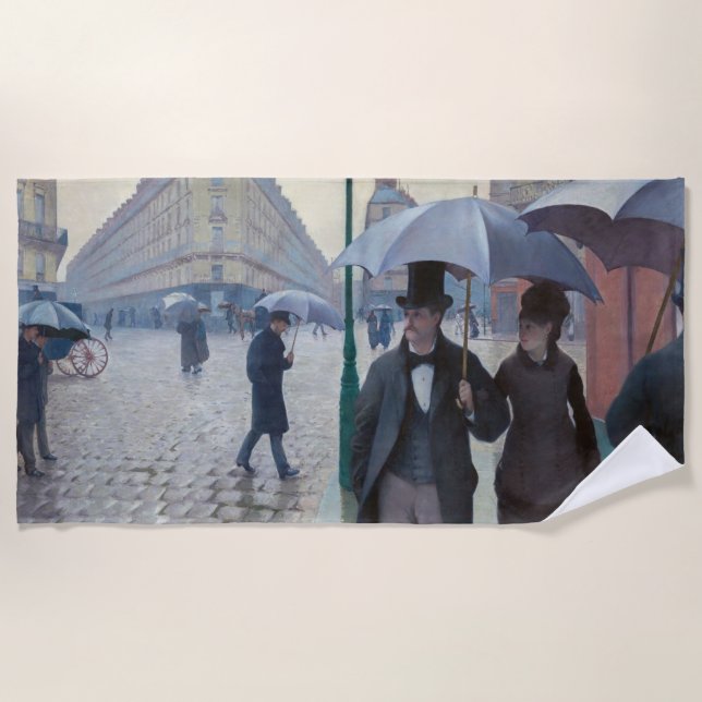Gustave Caillebotte - Paris Street; Rainy Day Strandtuch (Vorderseite)