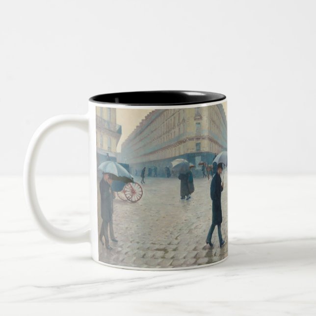 Gustave Caillebotte - Paris Street Rainy Day Zweifarbige Tasse (Links)