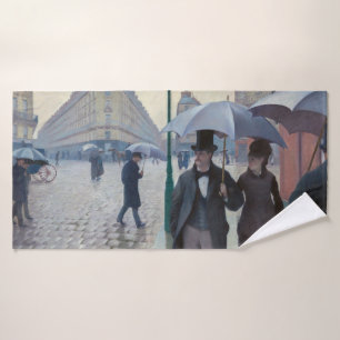 Gustave Caillebotte - Pariser Straße; Regentag Badhandtuch Set