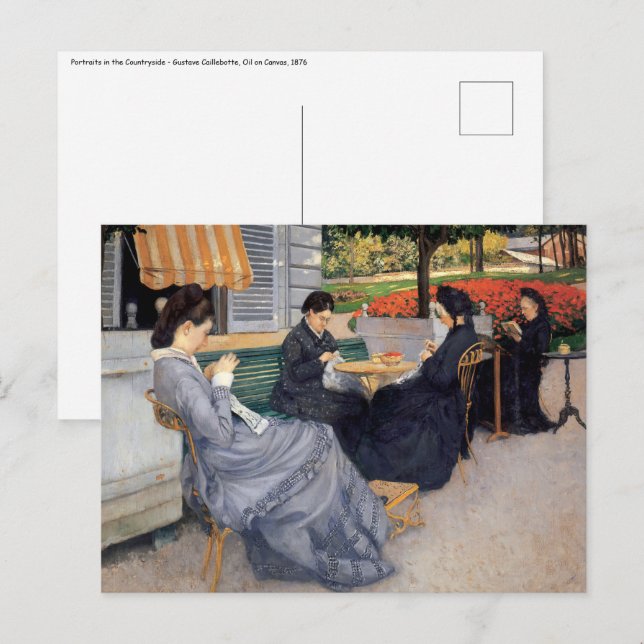 Gustave Caillebotte - Porträts im Grünen Postkarte (Vorne/Hinten)