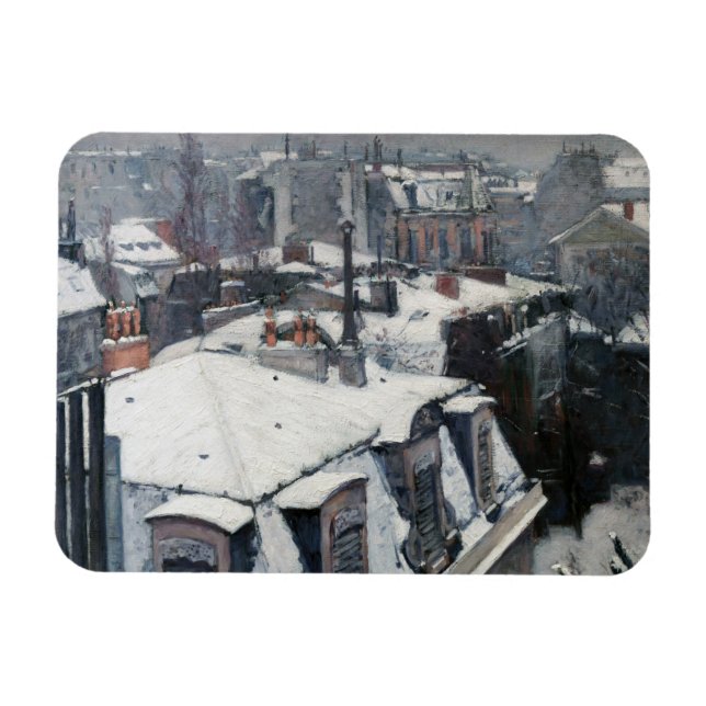 Gustave Caillebotte - Rooftops im Schnee Magnet (Horizontal)
