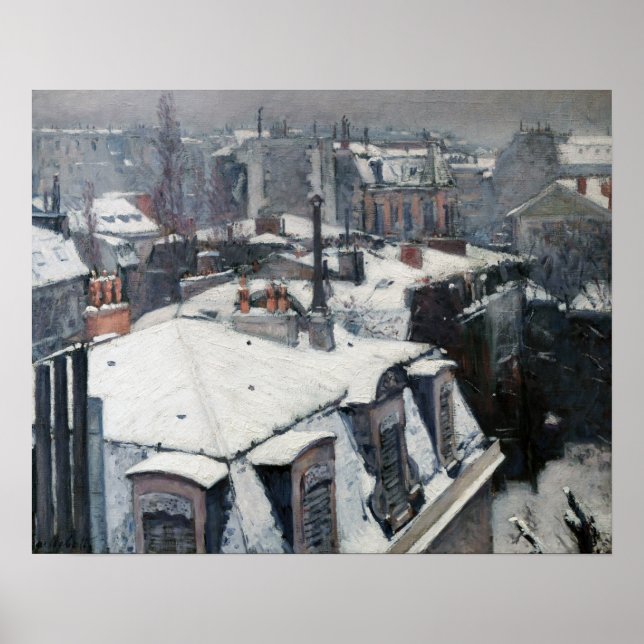 Gustave Caillebotte - Rooftops im Schnee Poster (Vorne)