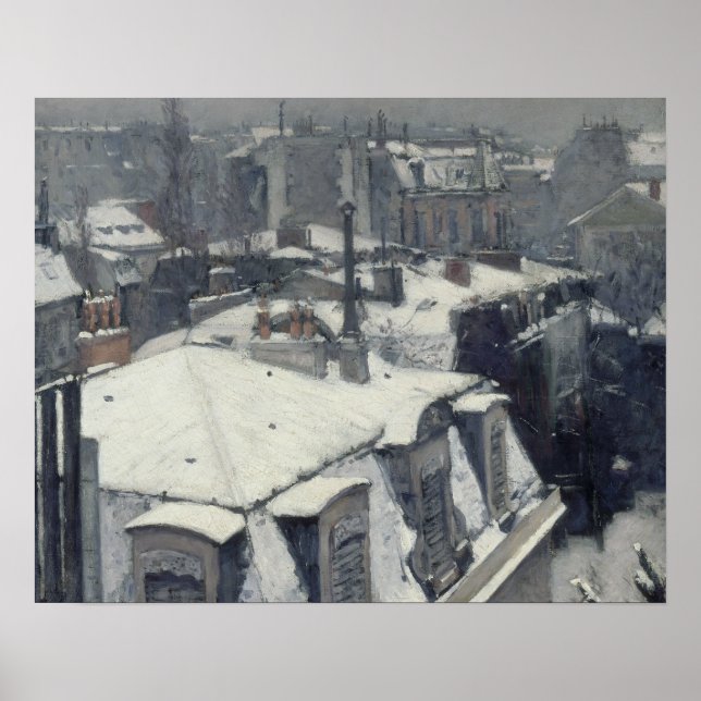Gustave Caillebotte - Rooftops im Schnee Poster (Vorne)