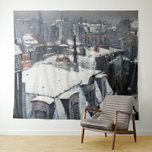Gustave Caillebotte - Rooftops im Schnee Wandteppich (Beispiel (Horizontal))