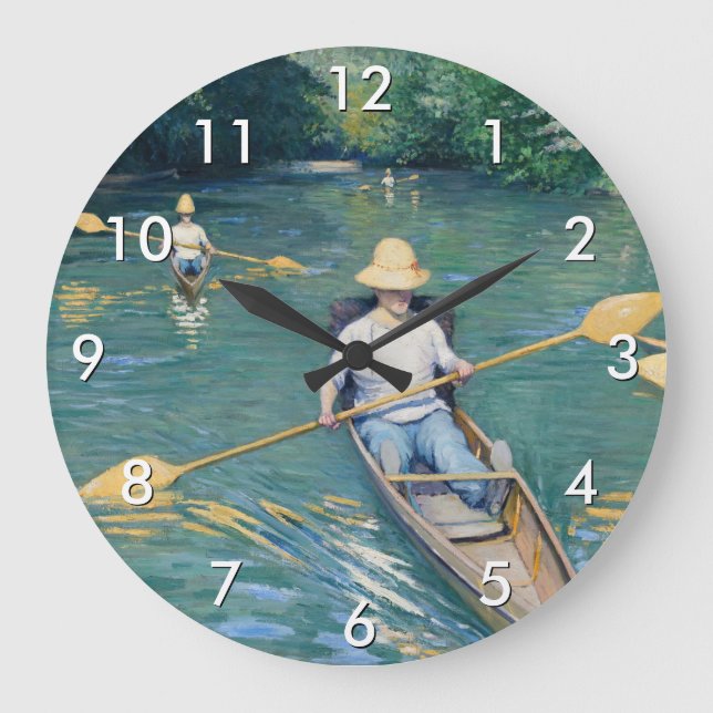 Gustave Caillebotte - Skiffs on Yerres Große Wanduhr (Vorderseite)