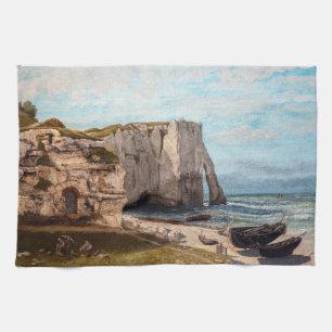 Gustave Courbet - Klippen bei Etretat nach dem Stu Geschirrtuch