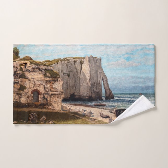 Gustave Courbet - Klippen bei Etretat nach Sturm Badhandtuch Set (Handtuch)