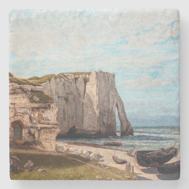 Gustave Courbet - Klippen bei Etretat nach Sturm Steinuntersetzer (Vorderseite)