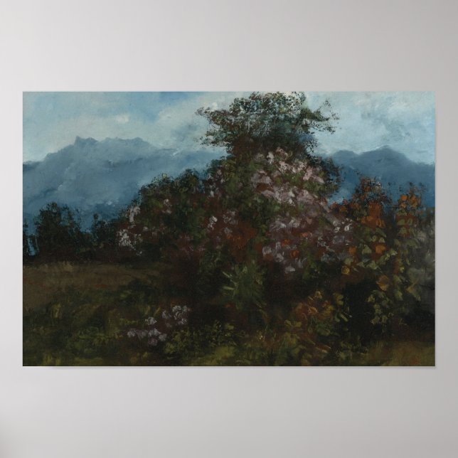 Gustave Courbet - Landschaft mit blühendem Massiv Poster (Vorne)