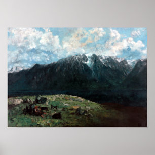 Gustave Courbet-Panoramablick der Alpen Poster