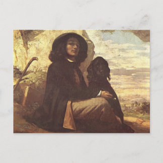 Gustave Courbet - Selbstportrait mit einem schwarz Postkarte