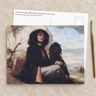 Gustave Courbet - Selbstporträt mit schwarzem Hund Postkarte