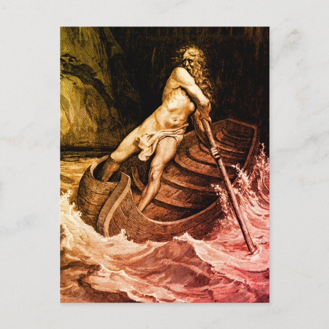 Gustave Doré - Caron Rowing/Dante's Inferno Postkarte (Vorderseite)