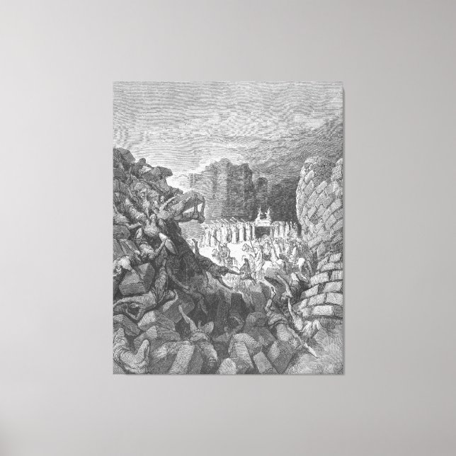 Gustave Doré - The Walls of Jericho Fall Down Leinwanddruck (Vorderseite)