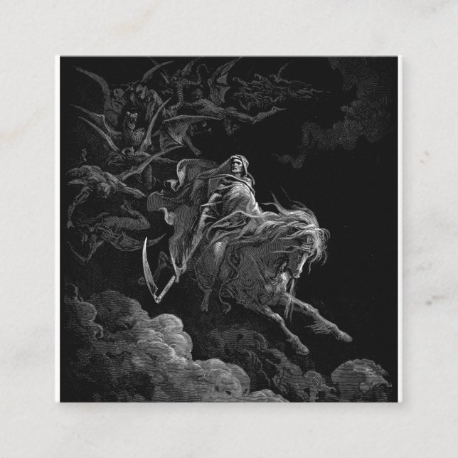 Gustave Dore - Tod auf dem blassen Pferd Quadratische Visitenkarte (Vorderseite)
