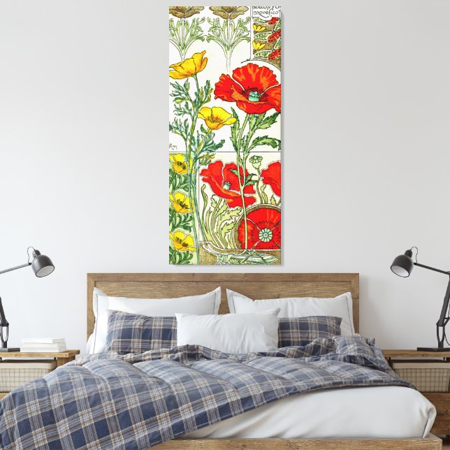 "Gustave Riom Floral" Leinwanddruck (Insitu (Schlafzimmer))