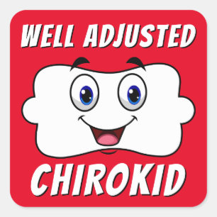 Gut angepasstes ChiroKid Happy Vertebra Chiropract Quadratischer Aufkleber