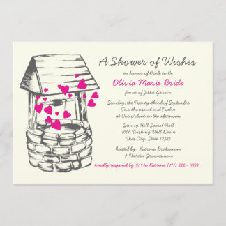 Gut Brautparty Rosa Herzen wünschen Einladung