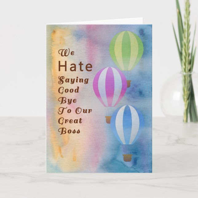 Gut durch Boss Card, Wasserfarbe Heißluftballons Karte (Vorderseite)