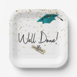 Gut gefertigter Abschluss Gold Confetti mit Aquama Pappteller