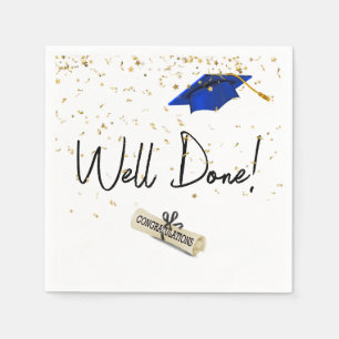 Gut gefertigter Abschluss Gold Confetti mit Blue C Serviette