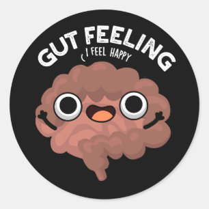 Gut Gefühl Funny Anatomie Intestine Pun Dark BG Runder Aufkleber