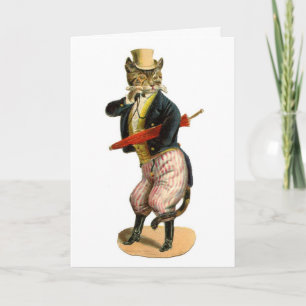 Gut gekleidete Kitty Katze Lustige Happy Birthday- Karte