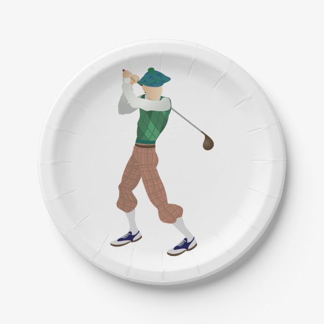 Gut gekleideter Golfer Pappteller (Vorderseite)