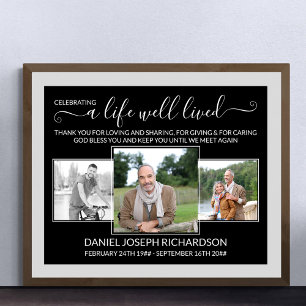 Gut gelebtes Leben Gedenkvers 3 Fotocollage Poster