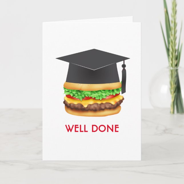 Gut gemacht Burger Glückwunsch Graduate Karte (Vorderseite)