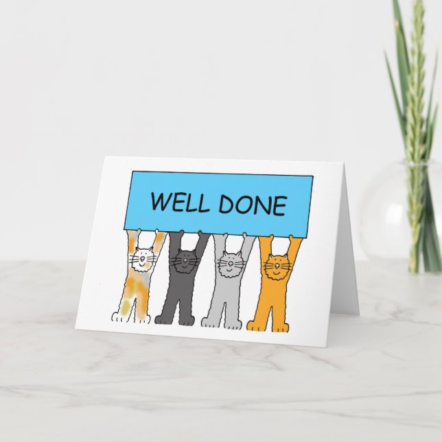 Gut gemachte Niedliche Cartoon Katzen Karte (Vorderseite)