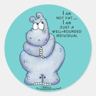 Gut gerundeter Hippo-Blue Hippopotamus Runder Aufkleber