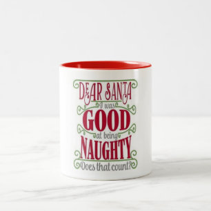 *GUT IM UNARTIG SEIN* WEIHNACHTEN ZWEIFARBIGE TASSE