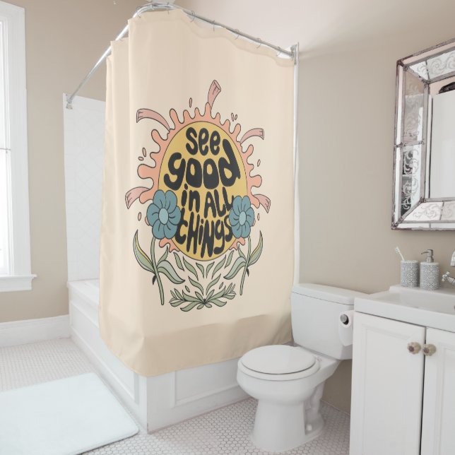 Gut in allen Dingen finden Hippie Graphic Duschvorhang (Beispiel)