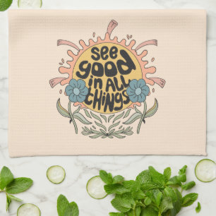 Gut in allen Dingen finden Hippie Graphic Geschirrtuch
