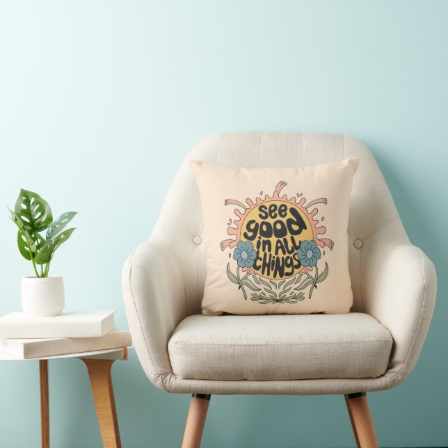Gut in allen Dingen finden Hippie Graphic Kissen (Stuhl )