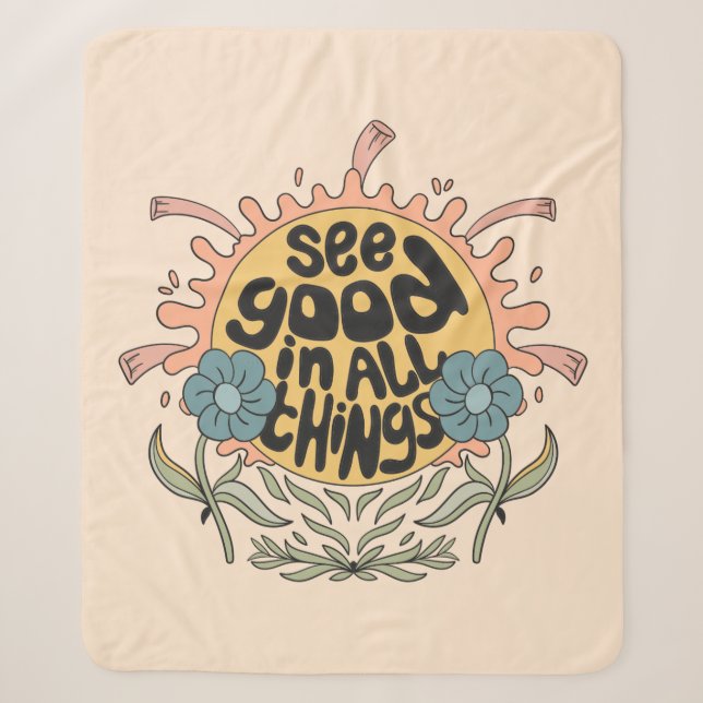Gut in allen Dingen finden Hippie Graphic Sherpadecke (Vorderseite)