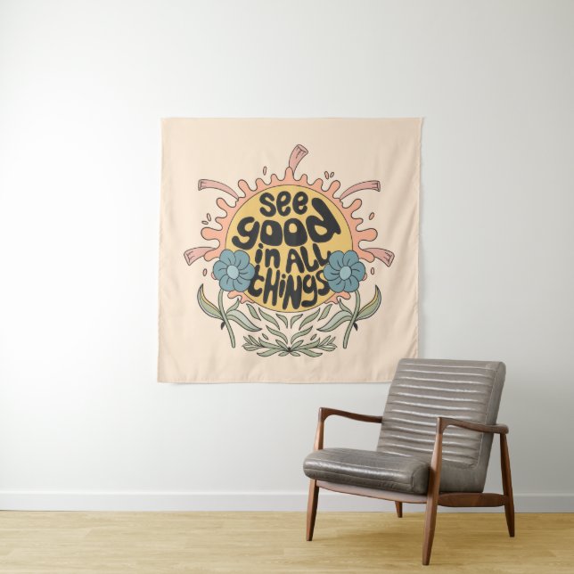 Gut in allen Dingen finden Hippie Graphic Wandteppich (Beispiel)