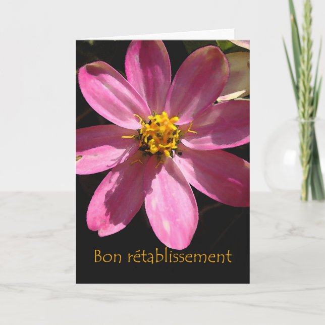 Gut in Französisch, Bon rétablisement, Blume Karte (Vorderseite)