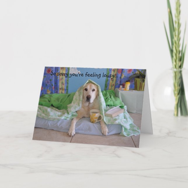 Gut Karte, Foto des kranken Hundes Dankeskarte (Vorderseite)