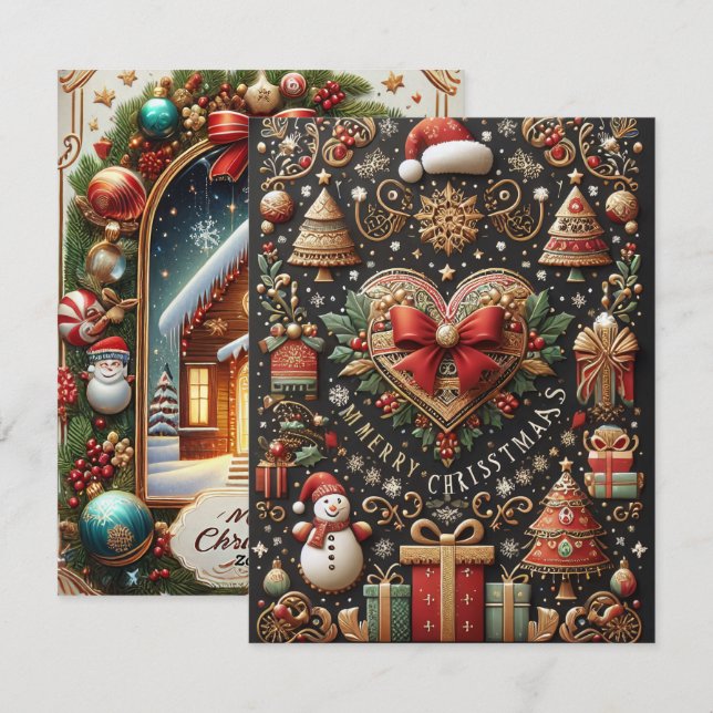 Gut konzipierte Weihnachtskarte Feiertagskarte (Vorne/Hinten)