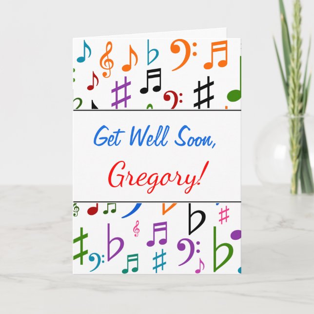 Gut machen + viele farbige Musiknoten und Symbole Karte (Vorderseite)