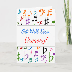 Gut machen + viele farbige Musiknoten und Symbole Karte